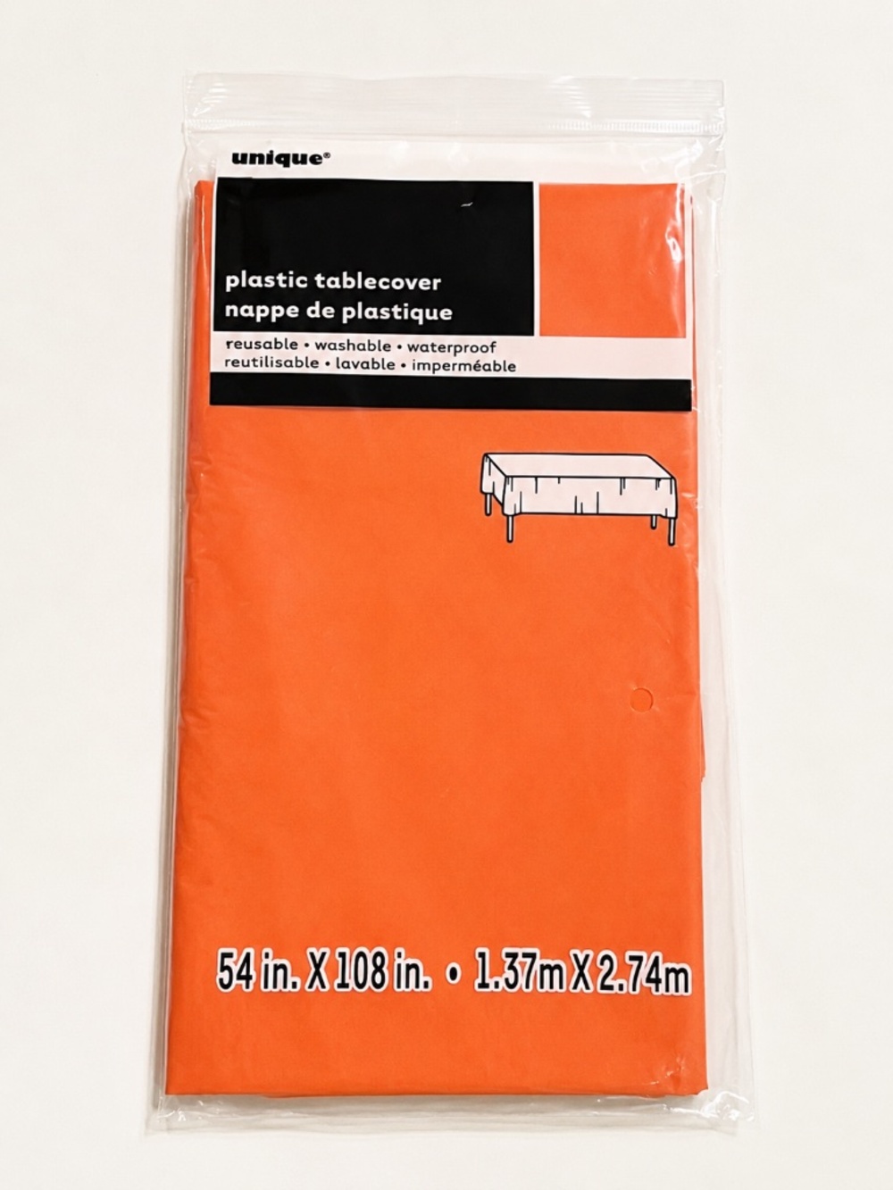 Orange Plastic Tablecover 54 x 108 Rectangle Party Supplies